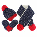 Niños Bebé Unisex Niños Niños Niñas Invierno POM POM Beanie Hat Glove Bufanda Set (417S)